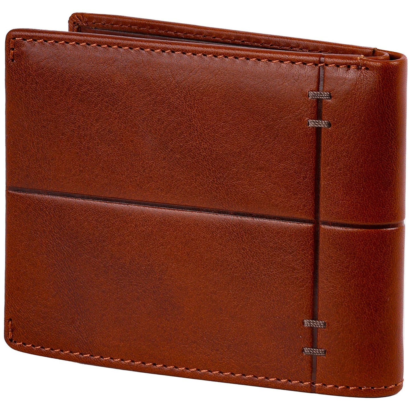 Time Resistance Leather Wallet – Italian Handmade Minimalist Design Wallet - Billfold Credit Card and Cash Holder (Cognac Brown)