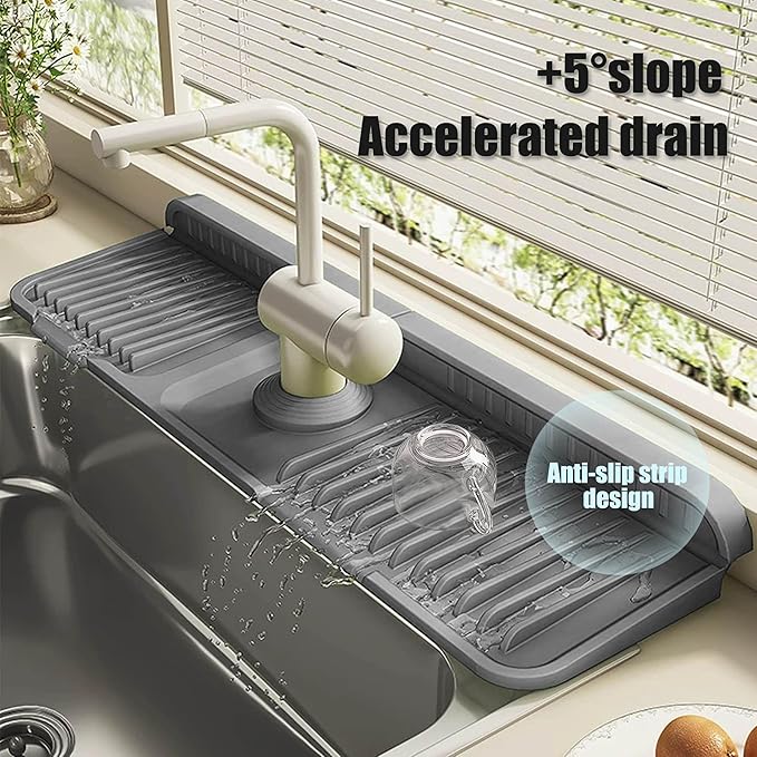 STARGAZ Silicone Faucet Mat for Kitchen Sink, Faucet Draining Mat, Sink Back