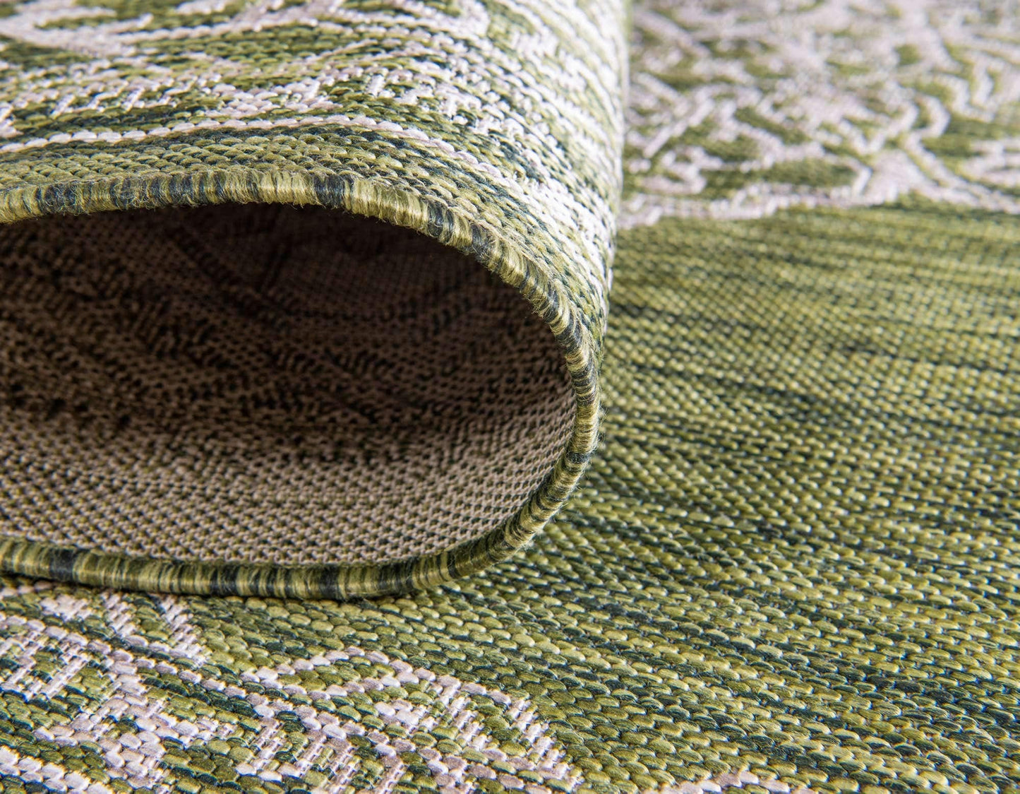Unique Loom Outdoor Traditional Collection Area Rug - Antique (4' 1" Round, Green/ Gray)