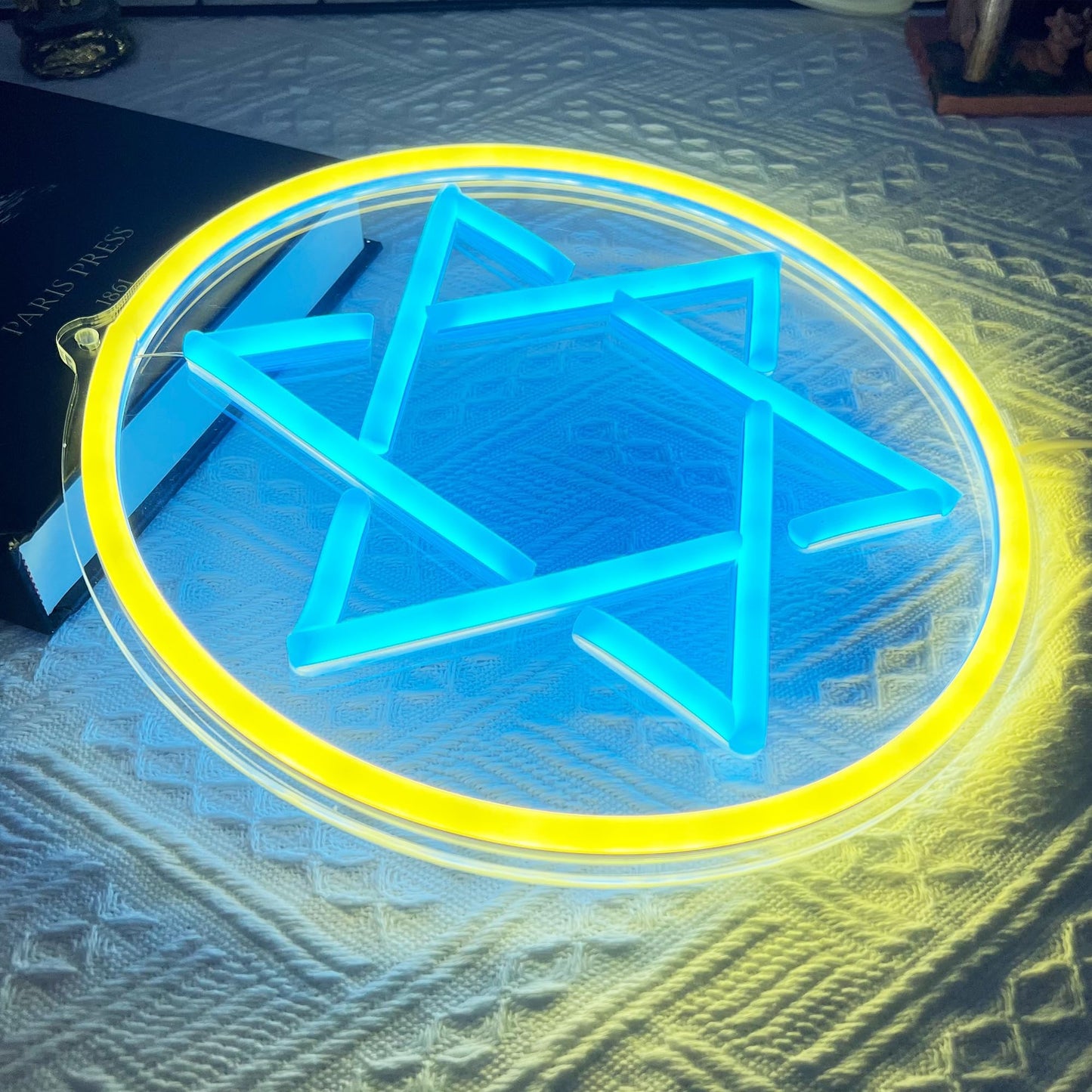 Attivolife Jewish Star Neon Sign, Star of David Hanukkah Decoration for Wall, Chanukah LED Lamp USB Power, Family Guardian Birthday Gifts for Women, Housewarming Gifts