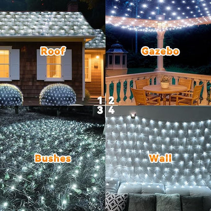 LitHome 21FT x 5FT Christmas Net Lights Outdoor Mesh Lights, 360 LED Cool White Christmas Net Light 8 Modes, Connectable Giant Mesh Light Waterproof Green Wire for Bushes Tree Garden Party Decor