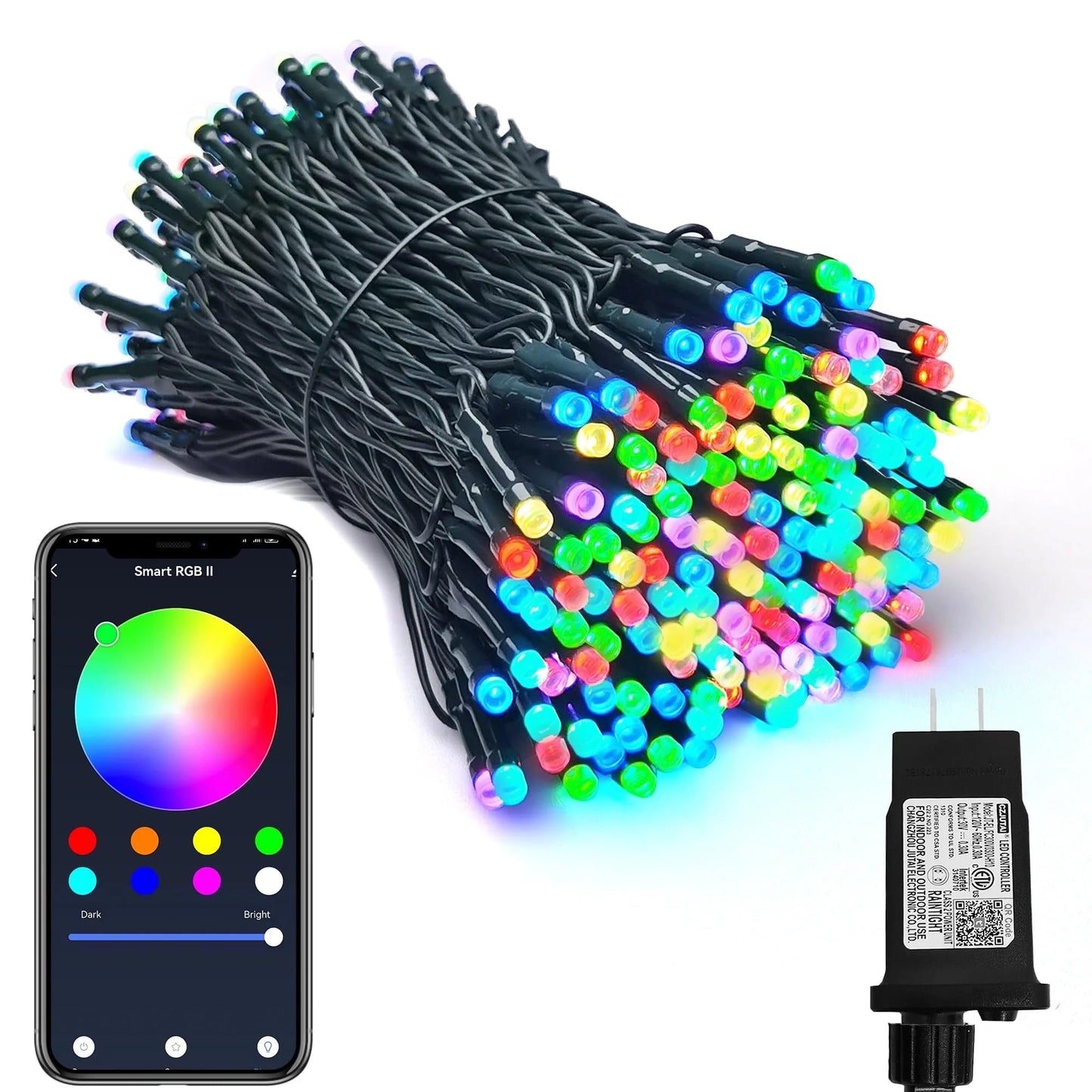 PMS Smart WiFi LED Christmas Lights, APP-Controlled RGB Fairy String Lights, Ideal for Xmas Tree, Garden, Home, Party, Halloween Festival Deco (66ft-200LED)