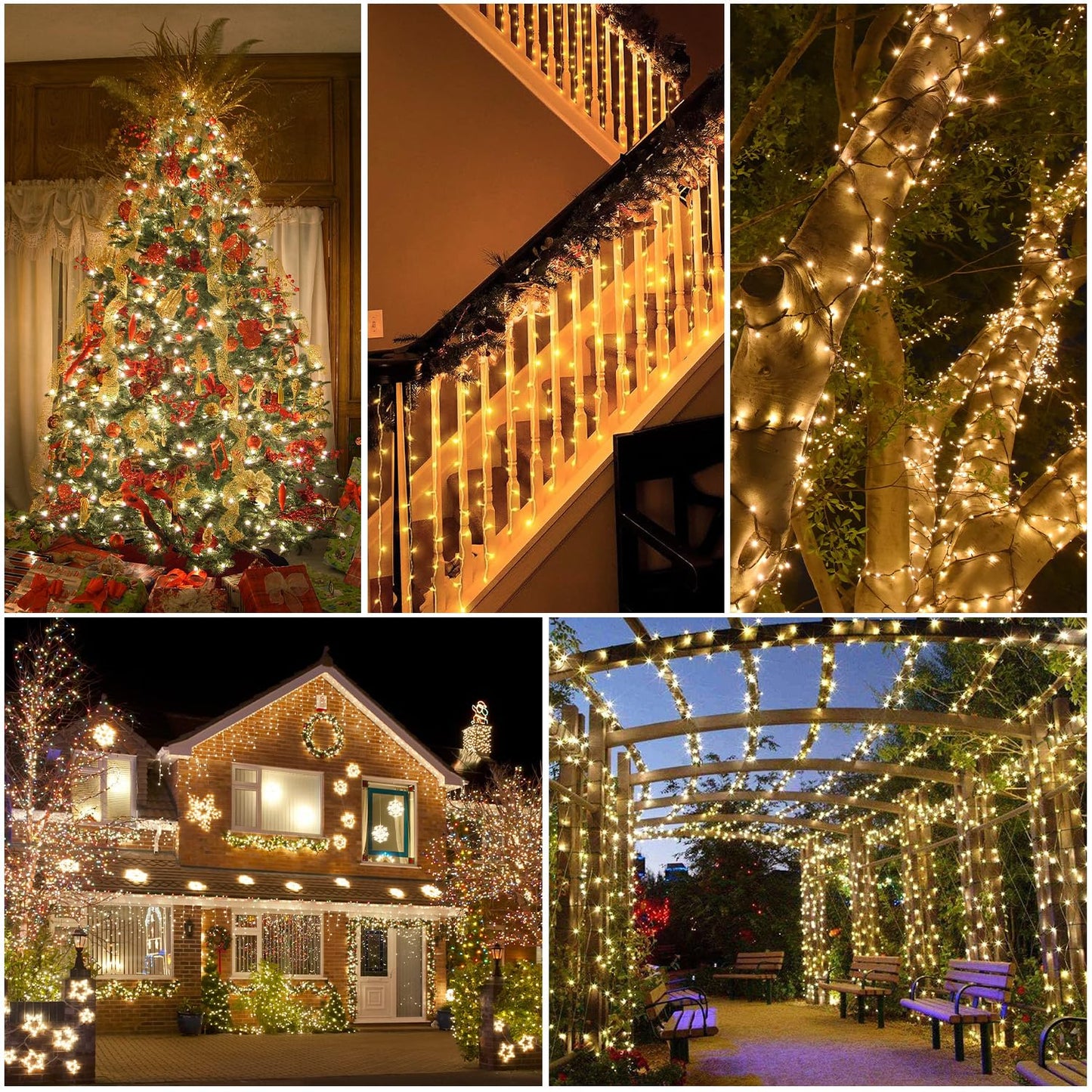 Warm White Christmas Lights Outdoor, 50FT 200 Count Incandescent Mini Christmas Lights White Wire, Waterproof Fairy Lights, Connectable Xmas String Lights for Christmas Tree, Garland, Wedding Decor