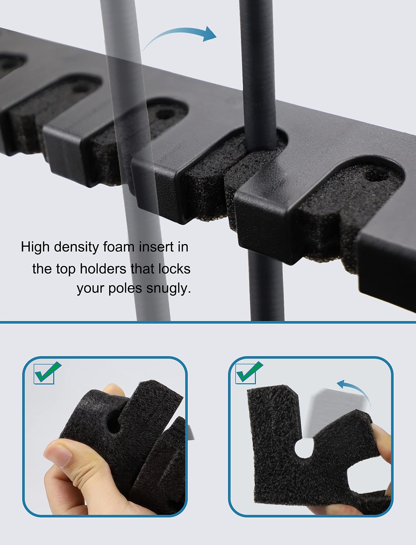 Ducurt Horizontal Fishing Rod Rack Holders Wall-mounted Fish Pole Holder for Garage & Boat 6-Rod Storage Racks -1 Pair Rod Holder Rod Holder (2 Pair Vertical Black)