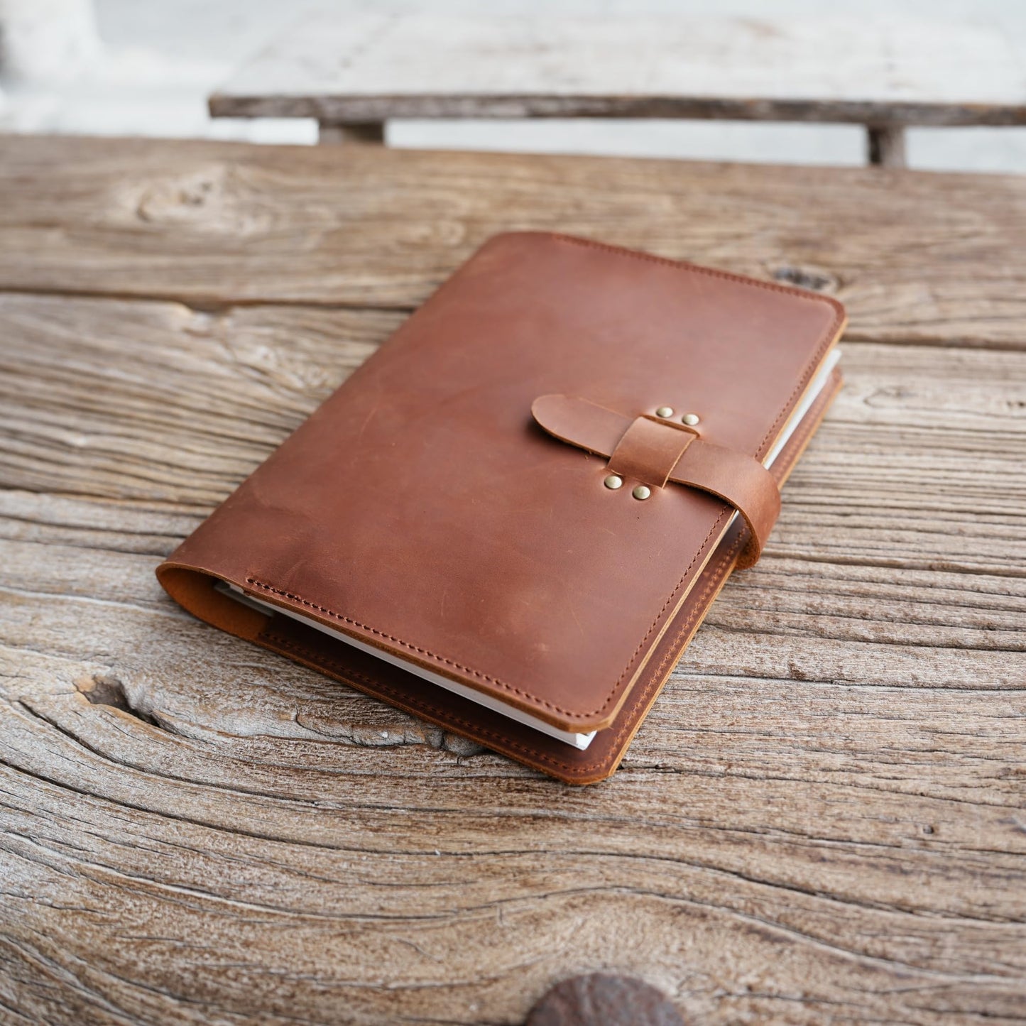 JJNUSA Handmade Leather Sketchbook Cover, Leather Artist Sketch Pad Cover for 5.5" x 8.5" Sketchbook, Drawing Book and Pencil Case, Journal Notebook Portfolio, Artis Drawing Gifts Brown