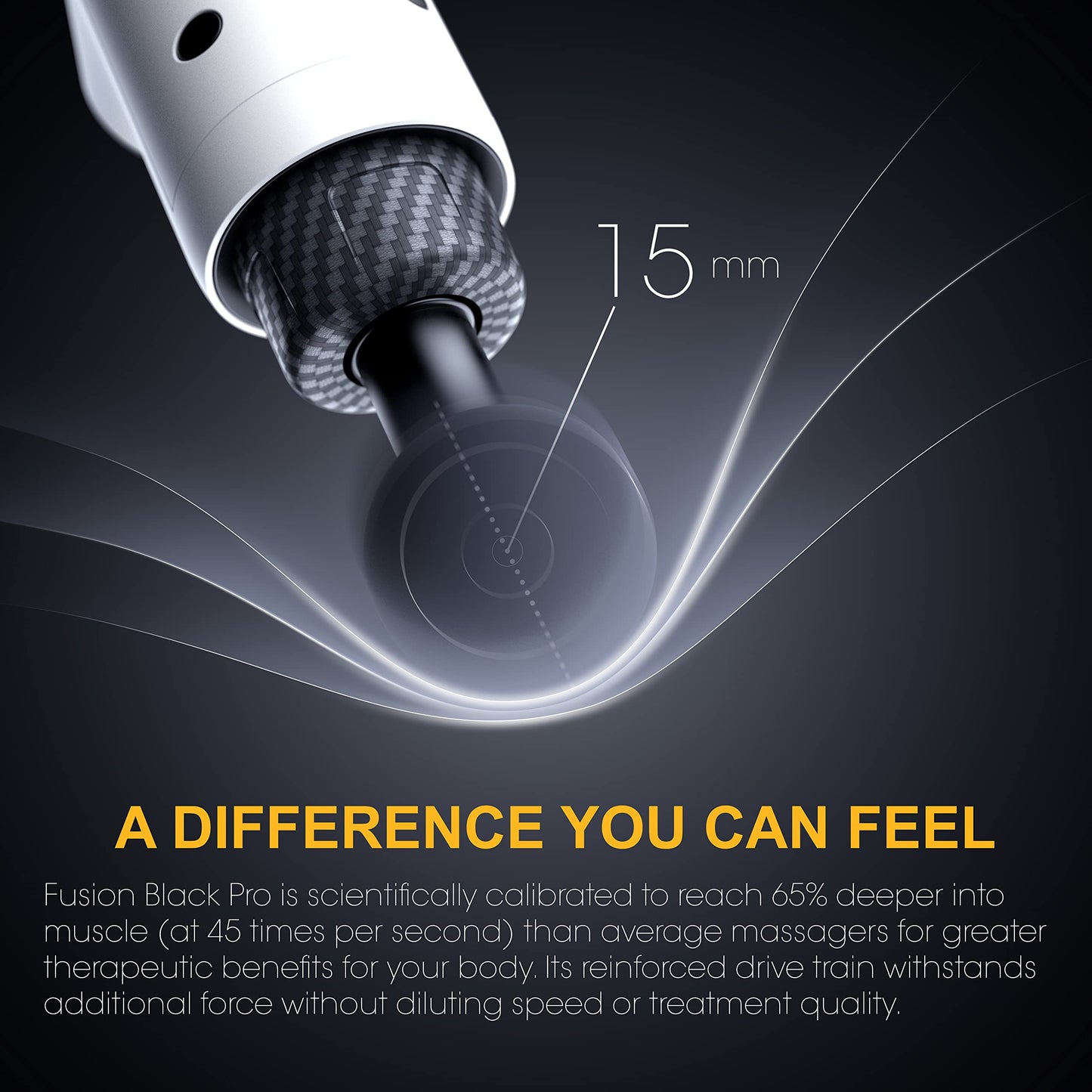 Fusion Black Pro Deep Tissue Massage Gun for Athletes - Percussion Massager for Pain Relief, Muscle Therapy and Relaxation