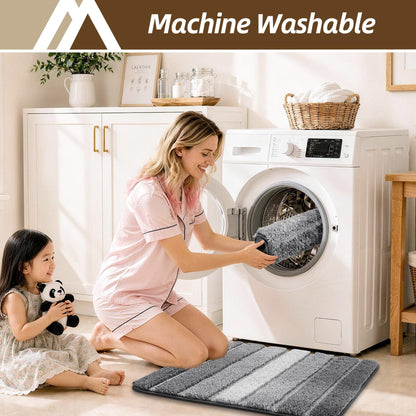 COSY HOMEER Bathroom Rugs 24 x 17, Ultra Soft Absorbent Bath Mat, Non-Slip TPR Backing Stays in Place, Machine Washable Shaggy Rug for Bathroom Floor, Grey