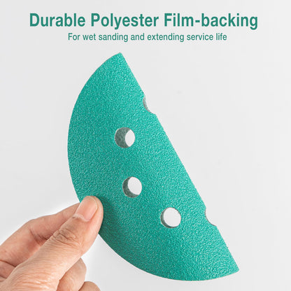 Aiyard 5-Inch 8-Hole Wet Dry Sanding Discs 1500 Grit, Polyester Film Backed Heavy-Duty Hook and Loop Sandpaper for Random Orbital Sander, 50-Pack