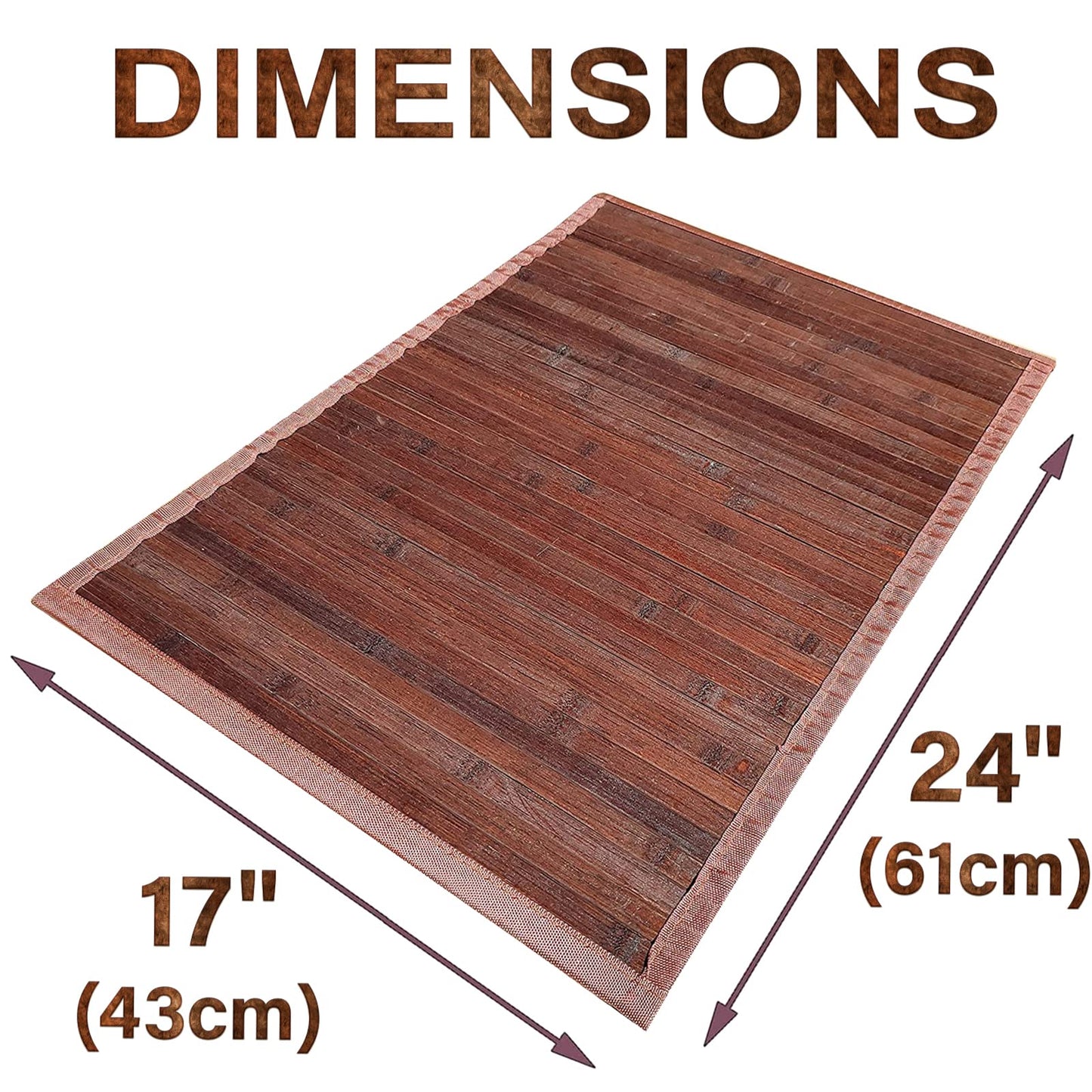 Queensell Bamboo Rug – Bamboo Bathroom Accessories Area Rug – Bath Mat – Bathroom Rugs – Runner Small Rug 17" x 24" Dark Brown
