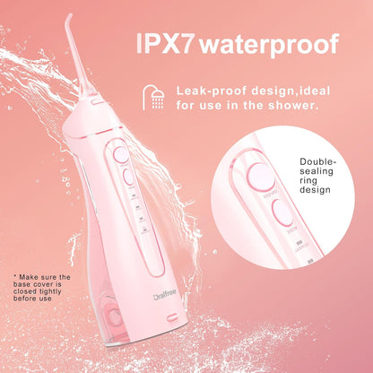 Oralfree Water flosser Teeth Picks - Dental Braces Cordless Oral Irrigator Portable Rechargeable Travel Irrigation Cleaner IPX7 Waterproof Electric Professional Flossing Teeth Cleaning for Home