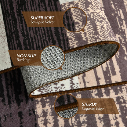 Large Area Rugs,Modern Geometric Patchwork Floor Decor for Bedroom Aesthetic Carpet, Rockwood Collection, Indoor Rugs for Living Room Dining Room Nursery Office Machine Washable Rug, 4x6 Ft Chocolate