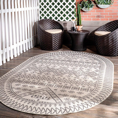 Nuloom Outdoor Performance Kandace Ivory/Grey, 2' x 8', Tribal, Soft and Cozy, High Traffic, Stain Resistant, Easy Clean, Durable Runner for Indoor/Outdoor Patio, Deck, Porch, Garden, Courtyard