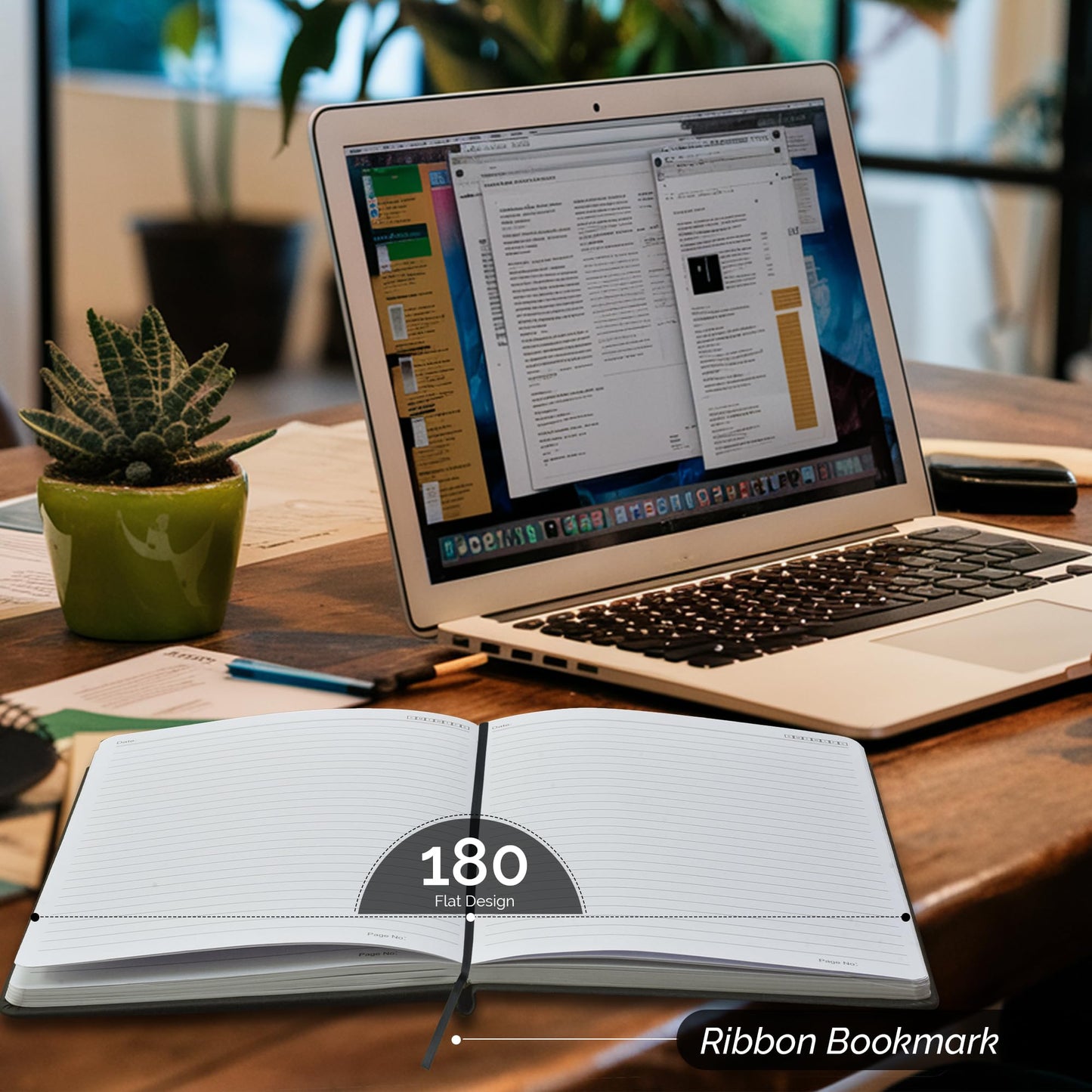 Nextnoid Hardcover Lined Journal Notebook - 120 GSM Thick Paper, Medium A5-256 Pages - Perfect For Writing, Journaling and Note-Taking (Black, Ruled)