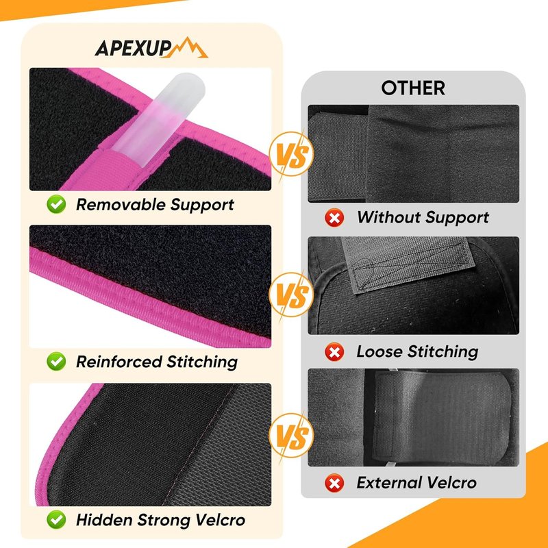 APEXUP Waist Trainer for Women - Lower Belly Fat Stomach Wrap with Removable Lumbar Support | Adjustable Size