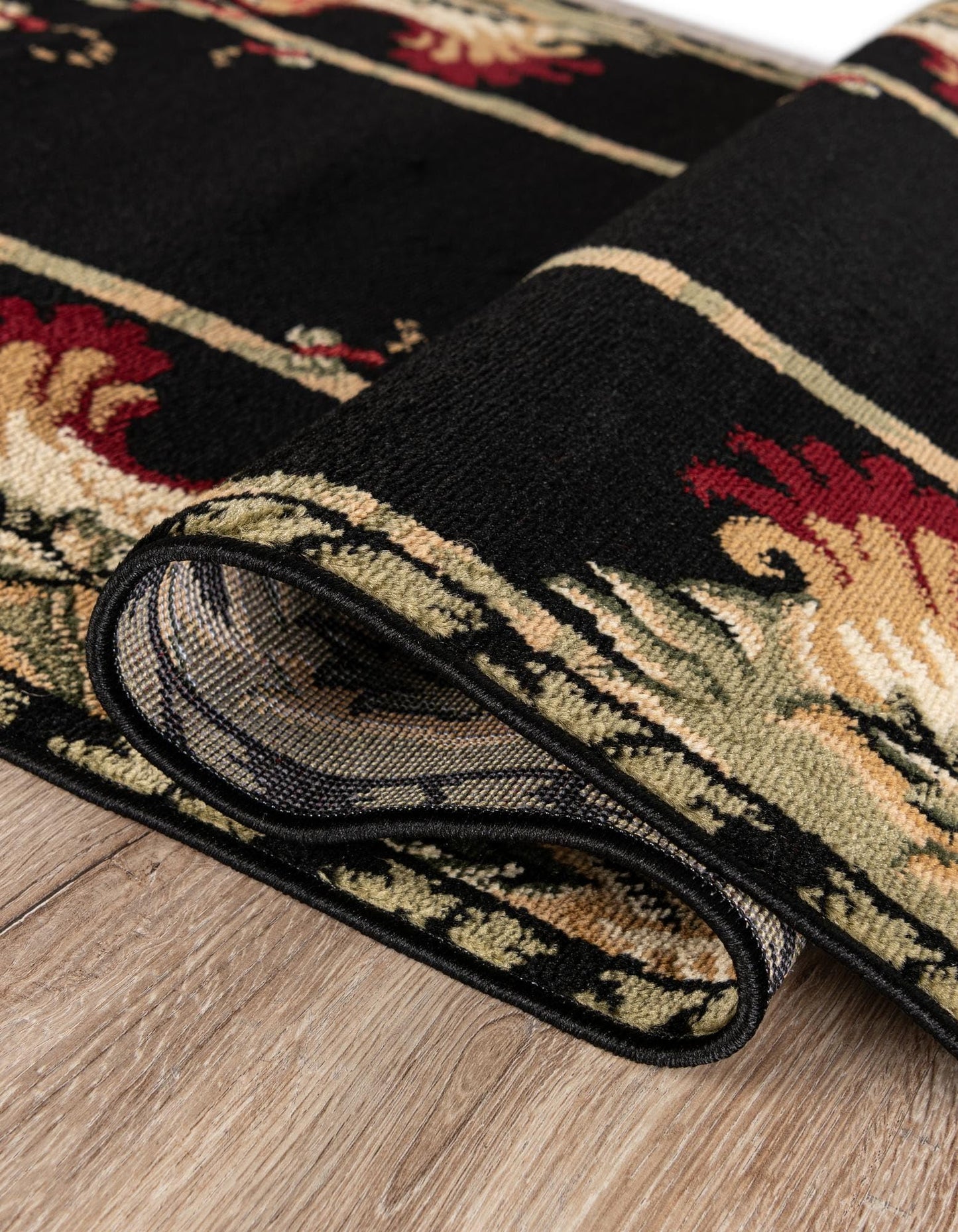 Rugs.com - Pastoral Rug – 7' 10 x 10' Black Easy-Clean Area Rug – Rustic Cabin Lodge Style, Traditional Country Decor for Living Rooms and Dining Rooms