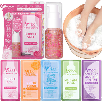 Pedicure Kit Foot Soak Set: Bubble Salt, Sugar Scrub, Massage Mask, Massage Lotion in a Box, 4 Step Foot Spa Kit for Dry Feet,Tired Feet（3 Set Tropical Fruit)