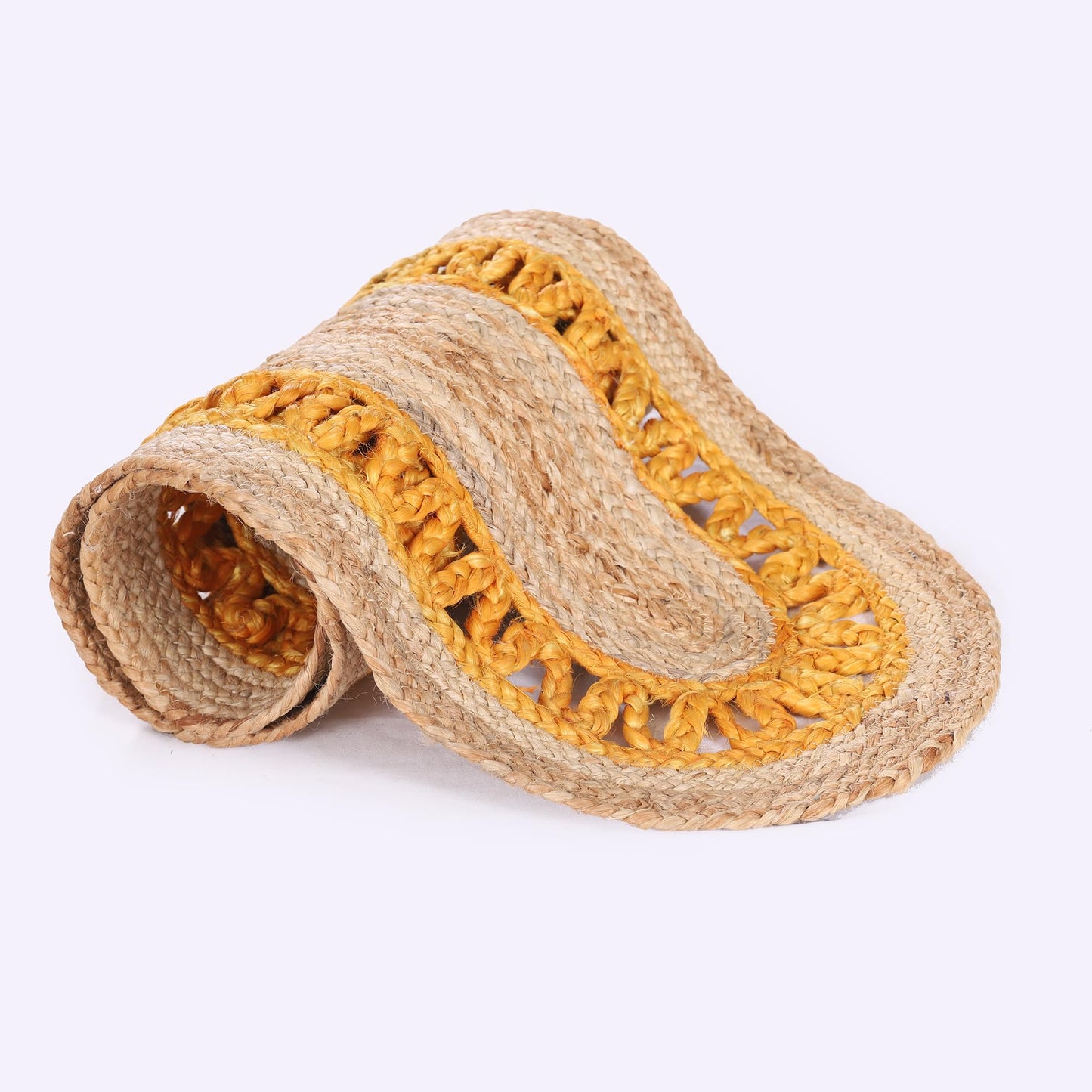 Madhu International Natural Jute Oval Table Runner 13x36 Inch – Handwoven Boho Burlap Rug for Dining Table, Rustic Farmhouse Kitchen Decor, Eco-Friendly Coffee Table Accent & Wedding Decor