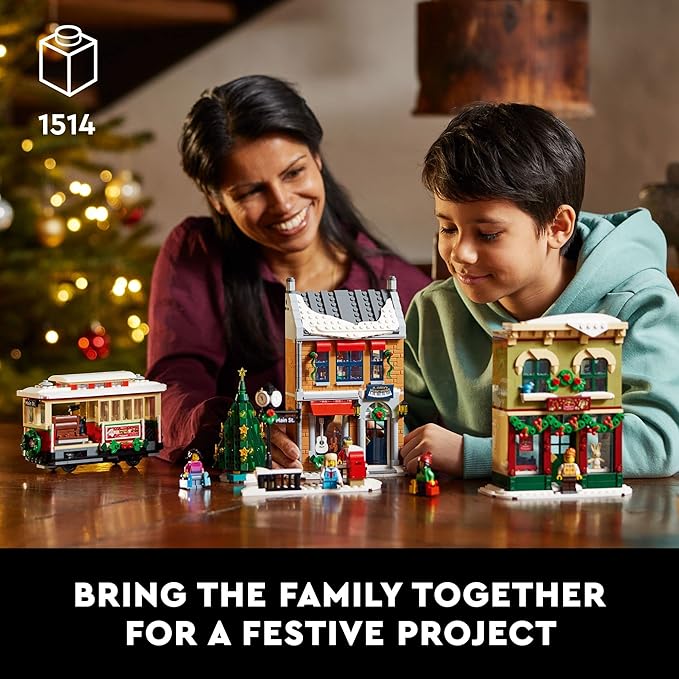 LEGO Holiday Main Street Building Set 10308 for Adults and Family Christmas Village Building Kit Holiday Display Set with Shops Streetcar and 6 Minifigures Christmas Decoration to Build Together