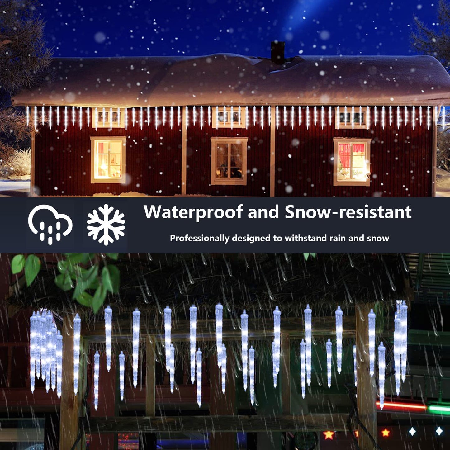 Joomer White Christmas 13FT 20 Tubes 90 LED Icicle Lights with Timer Function, Waterproof Connectable Ice String Lights for Holiday Home, Patio, Trees Christmas Decoration