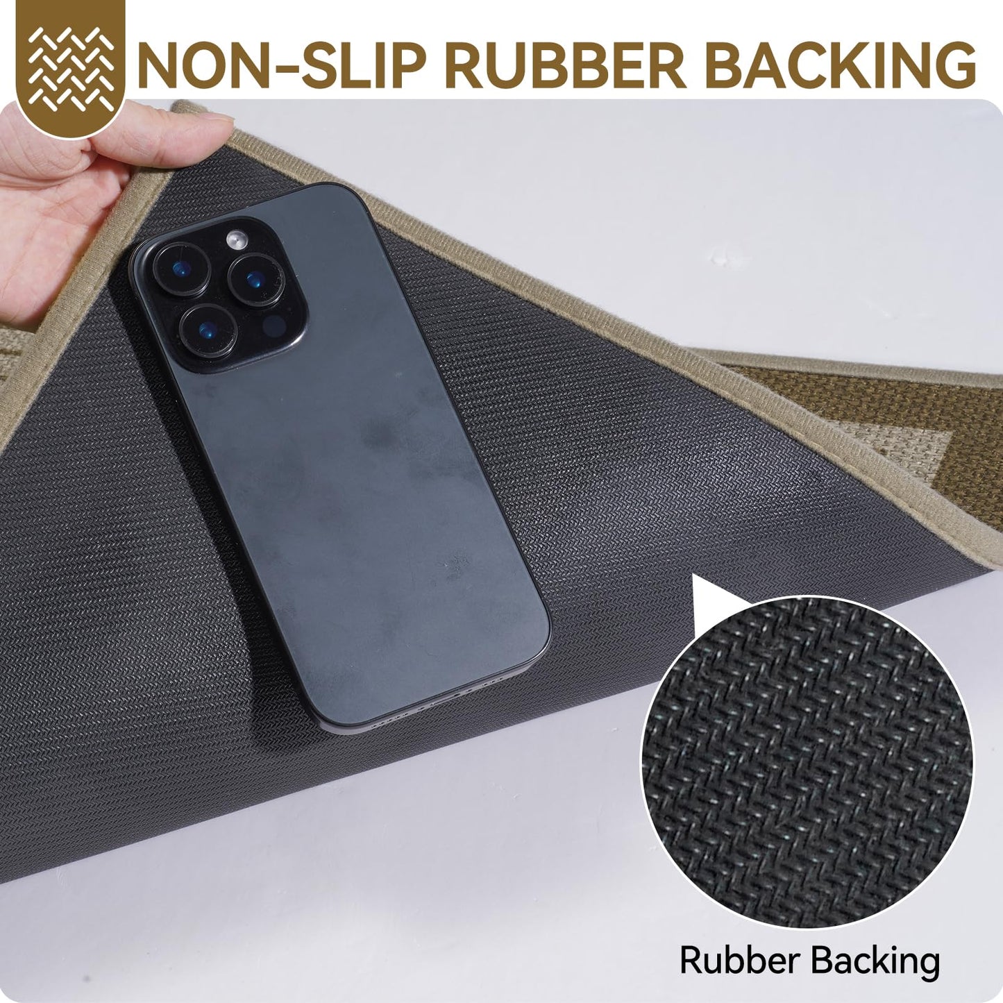 QiCaiJia Front Door Mat 31''x47'', Absorbent Dirt Resist Washable Non Slip Low-Profile Indoor Doormat, Easy Clean Entryway Welcome Door Mats, Brown