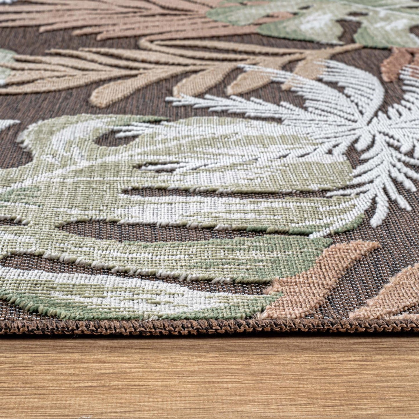 Luul Home Floral Indoor Outdoor Rugs 5x7 Large Area Rug for Living Room, Patio Decor, Kitchen, and Entryway Rug, Washable Stain Resistant Outside Carpet Brown 5 x 7