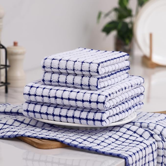 Homaxy Kitchen Towels and Dishcloths Set, 16 x 25 and 12 x 12 Inches, Super