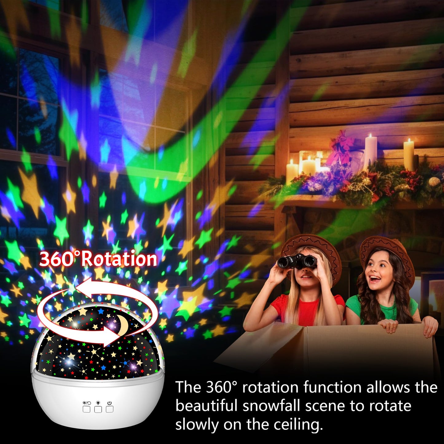 Christmas Projector Night Light Indoor, Snowflake NightLight for Room Decor, Kids Star Projector Night Light with Starry&Snowfall Theme,Xmas Birthday Gift Toy for Baby Toddler