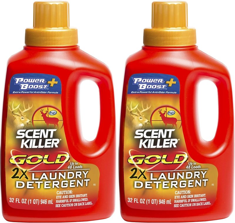 Scent Killer Gold Scent-Free Laundry Detergent - Odor Eliminator for Hunting Gear | 32 Fl Oz (Pack of 2)