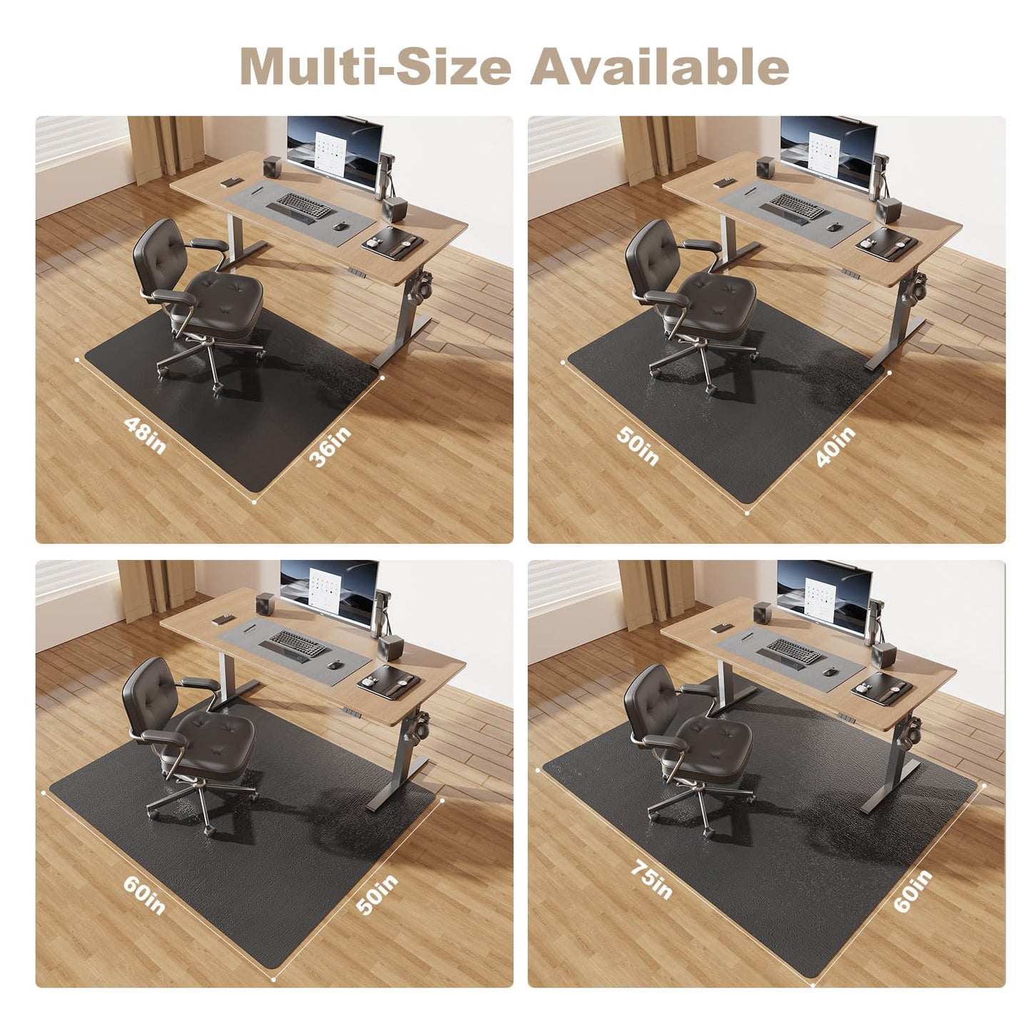 [Thickened to 2.0mm]40"x 50" Office Chair Mat for Hardwood, Vinyl Computer Floor Mat, Anti-Slip Desk Mats for Hardwood, Easy to Clean Office Chair Floor Protector, Durable Rolling Chair Mat