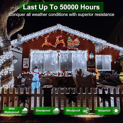 1620 LED Christmas Lights with 360 Drops,164ft 8 Modes Fairy Hanging String Lights with Timer Waterproof, Plug-in Hanging String Lights for Outdoor Holiday Wedding Party Christmas Decor (Cool White)