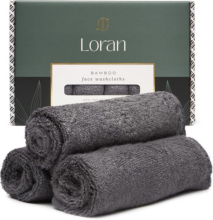 Charcoal Grey Washcloths Set of 6 Soft Facial Cloths 10” x 10” 100% Viscose