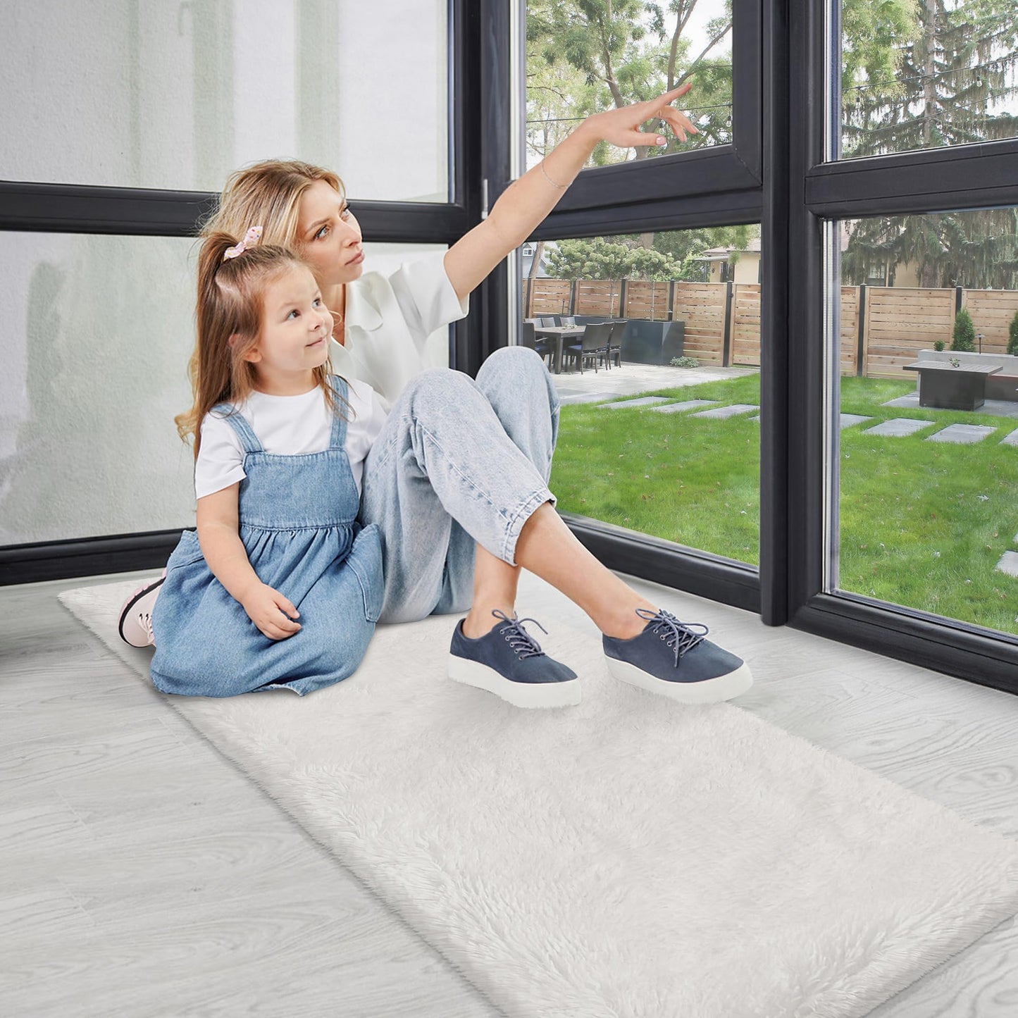 ZJYeRug White Runner Rug,Fluffy White Rug Runners for Bedroom Living Room,2x6 ft Washable No Slip Shag Fuzzy Carpet,Plush Soft Faux Fur Floor Area Rugs for Hallway Nurser Kid Dorm Home Decor Aesthetic