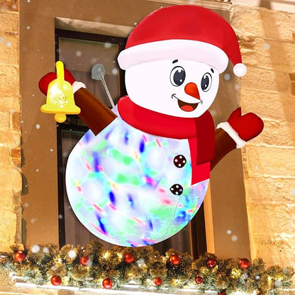 4ft Christmas Inflatables Decoration Outdoor Snowman Broke Out from Window with Built-in LED Rotating Color Lights Blow Up Christmas Decoration Outdoor Indoor Holiday Yard Garden Lawn Xmas Decor