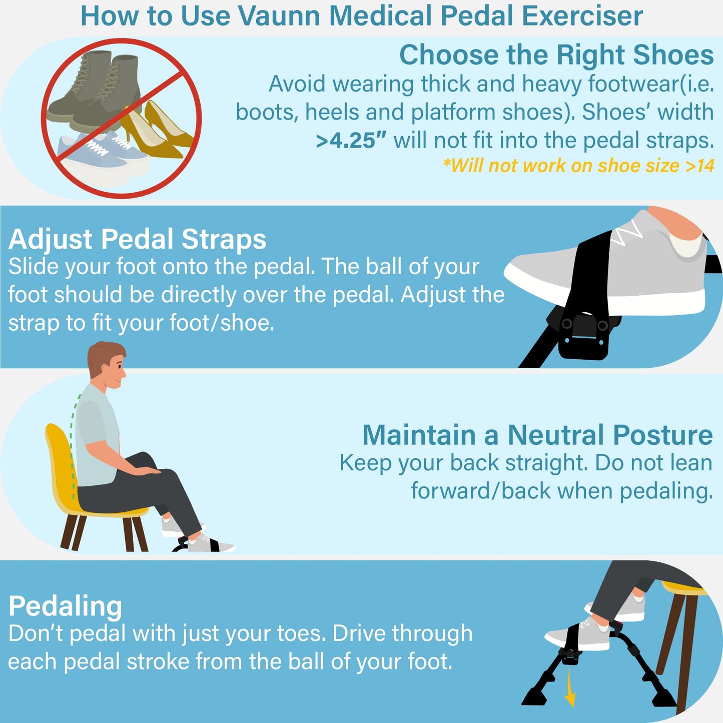 Vaunn Under Desk Bike Pedal Exerciser Ergometer with LCD Display – Mini Pedal Exerciser for Arm & Leg Workout, Folding Desk Cycle for Home Office, Physical Therapy & Low Impact Cardio