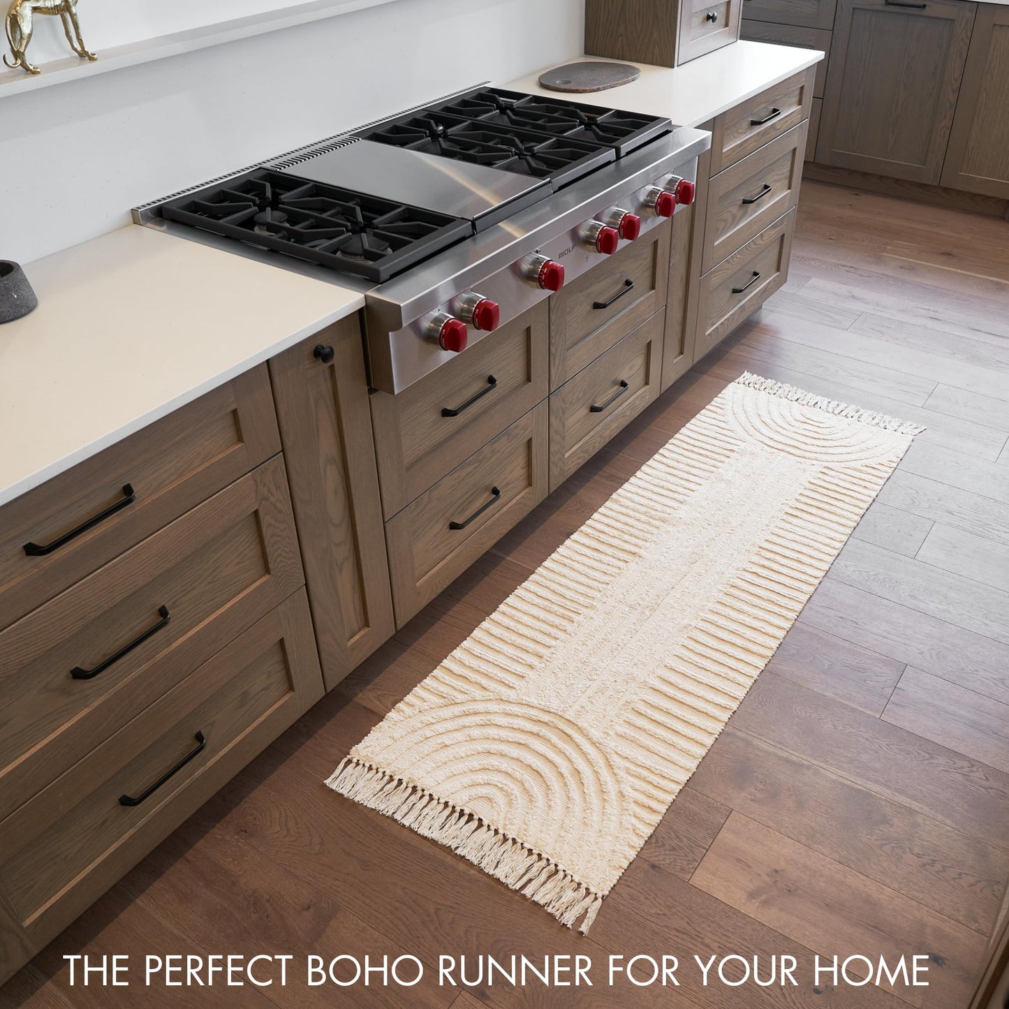 Beautiful 2x6 ft. Boho Runner Rug with Tassels for Your Hallway, Bedroom Or Living Room - Soft Cotton Carpet Fits Perfectly in Any Kitchen/Dining Space - Washable Rug Enhances Any Home Decor