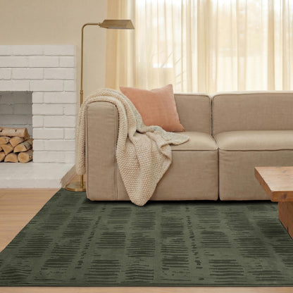 Revival Rugs Shell 5'x8' Area Rugs for Living Room Bedroom Dining Room - Washable, 100% Recycled, Oeko-TEX Certified, Modern, Medium Pile, Green