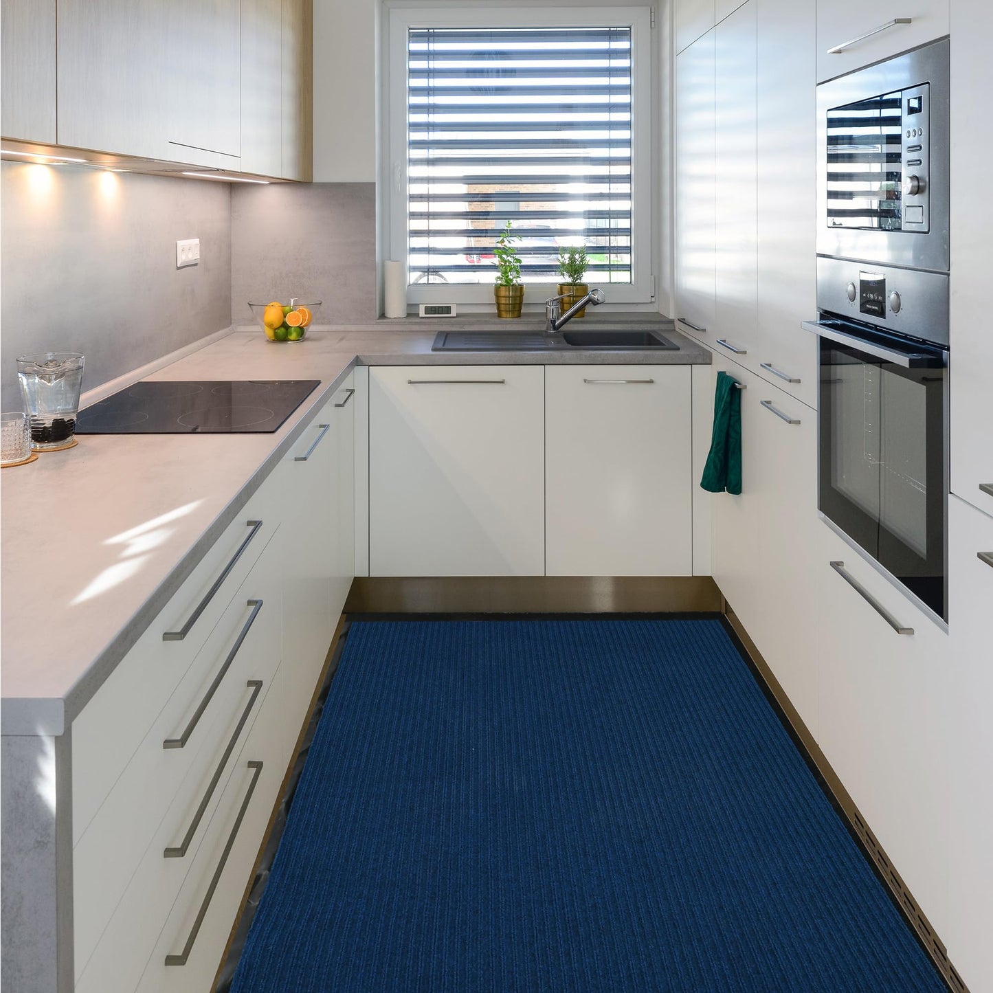 foriy 3x10ft Outdoor Floor Mat Commercial Runner Rug Heavy Duty Non Slip Entrance Rugs Indoor Outdoor Entryway Doormat with Rubber Back Waterproof Mat for Home Hotel Office (3'x10'Dark Blue)