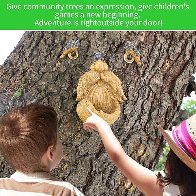 tree faces decor outdoor,FHNQRQN,face for tree decorations art garden statues,yard art clearance,whimsical yard decor,whimsical outdoor garden,gardening gifts,halloween,huggers,funny,scary,bird feeder