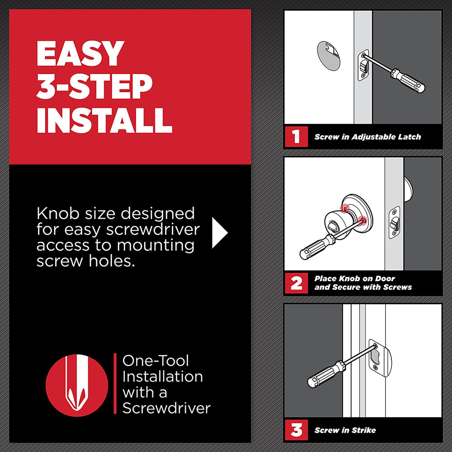 Kwikset Hancock Interior Privacy Door Knob with Lock, Door Handle For Bathroom and Bedroom, Matte Black Keyless Turn Lock Doorknob, with Microban Protection