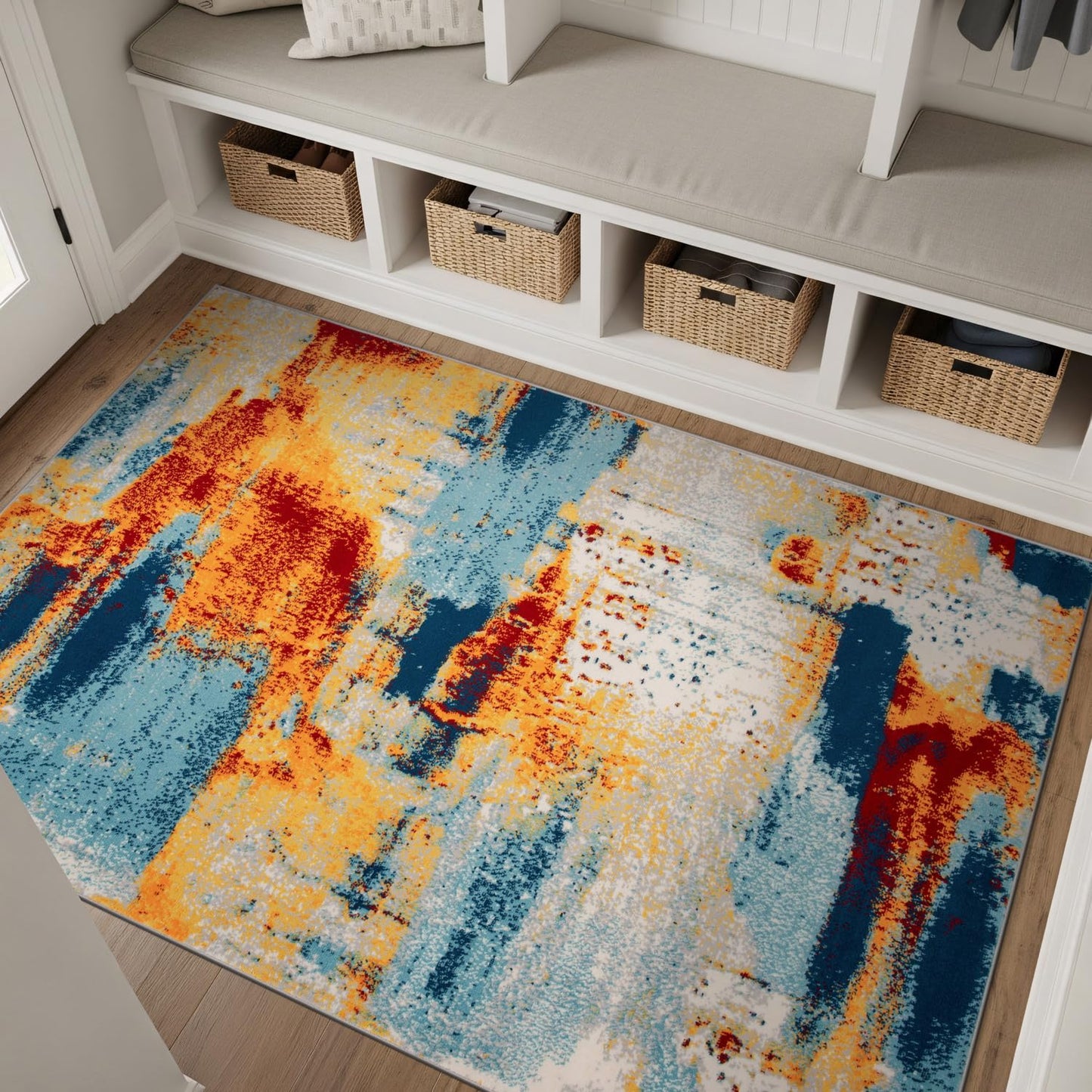 Rugshop Sky Collection Abstract Area Rug, Carpet with Jute Backing for Office or Small Living Space, 3'3" x 5'