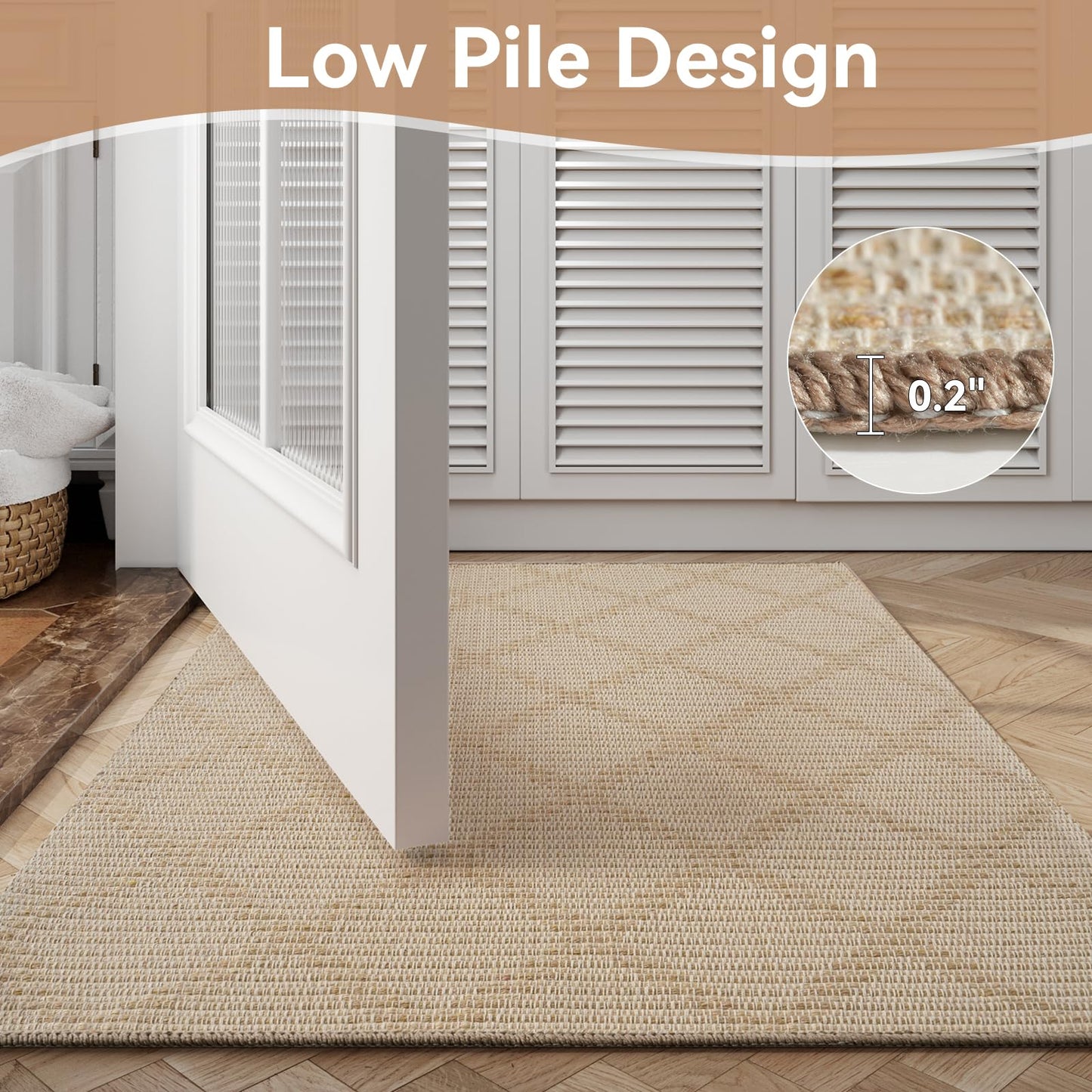 QiCaiJia 2x4 Entryway Area Rugs, Washable Kitchen Rug, Low-Pile Small Runner with Non-Slip Backing, Durable Doormat, Soft Woven Rugs for Bathroom Bedroom Hallways Entrance Indoor (2'x4', Brown)