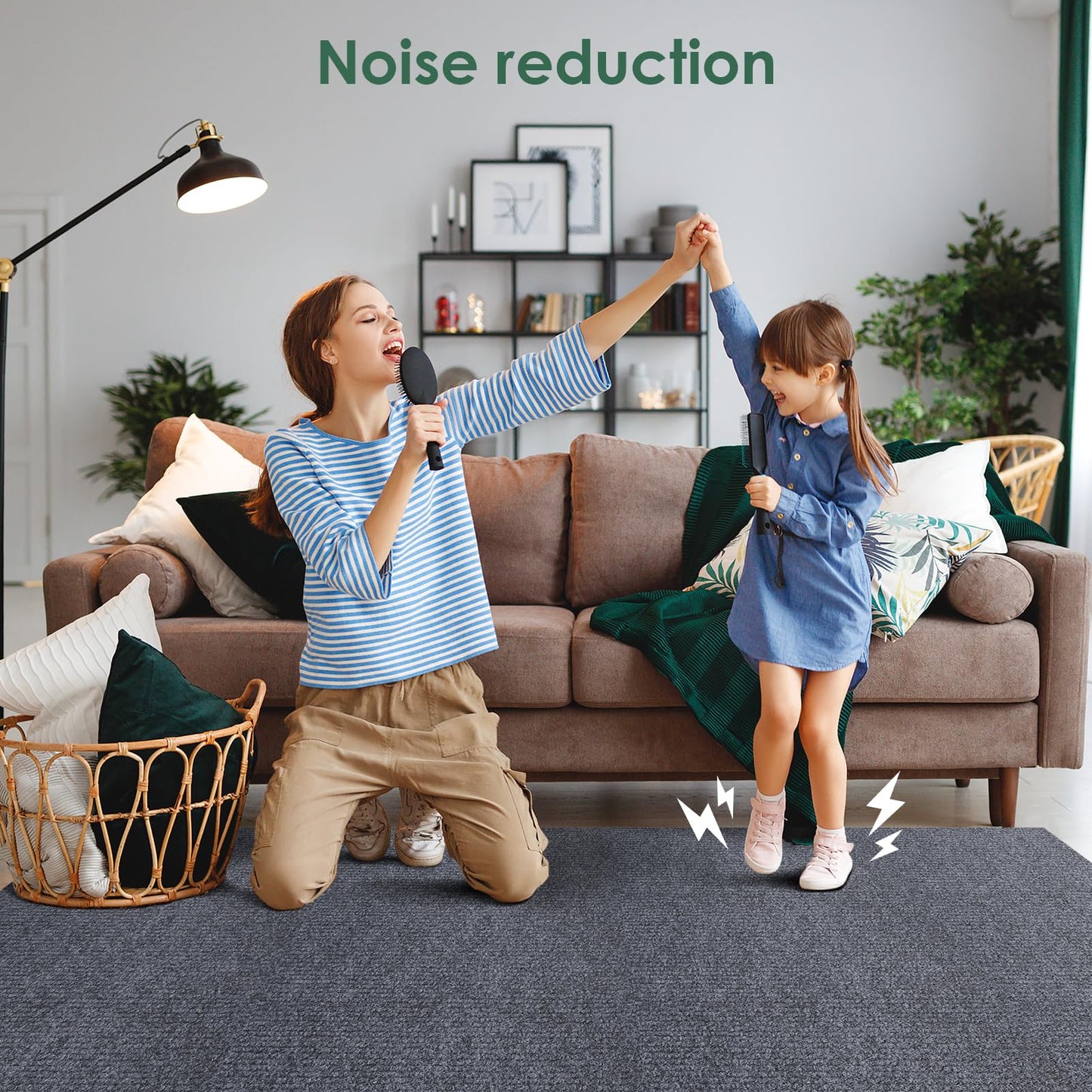 VallisCo 30 Pack Carpet Tile - 12” X 12” Self Adhesive Carpet Floor Tiles Anti-Slip Squares Peel and Stick Floor Tile DIY Installation for Bedroom (Dark Gray)