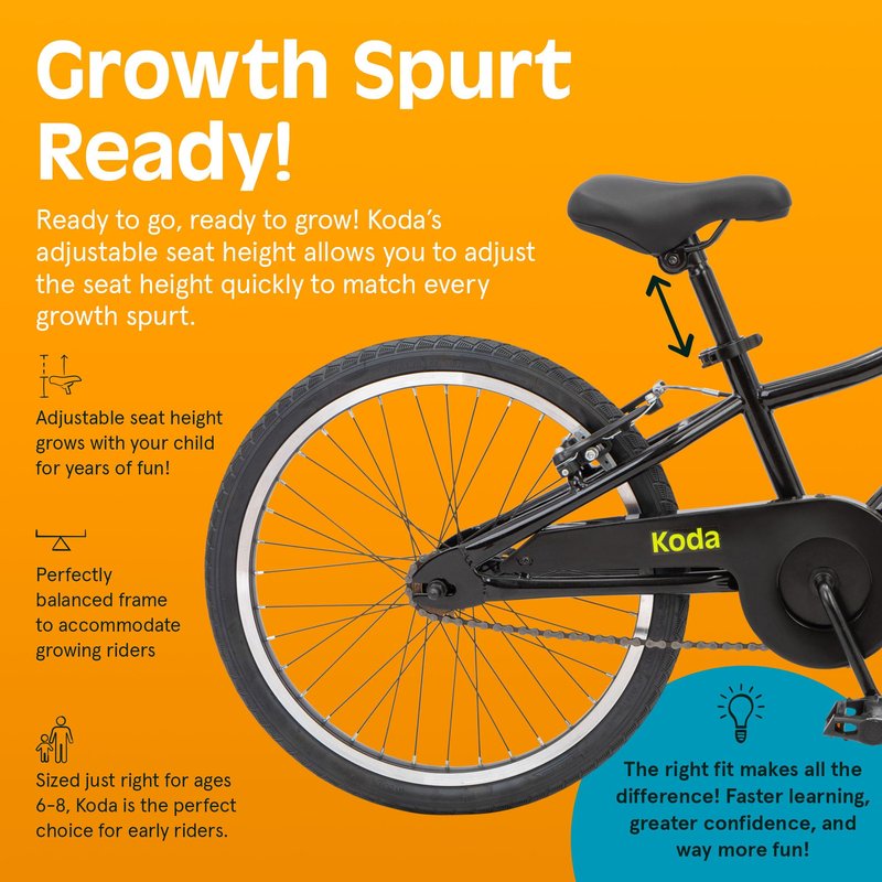 Retrospec Koda Plus Kids Bike for Boys & Girls Ages 6-8 Years - 20" Children's Bicycle, Adjustable Seat & Handlebars, Removable Training Wheels, Front Hand Brakes, Rear Coaster Brake & Safety Bell