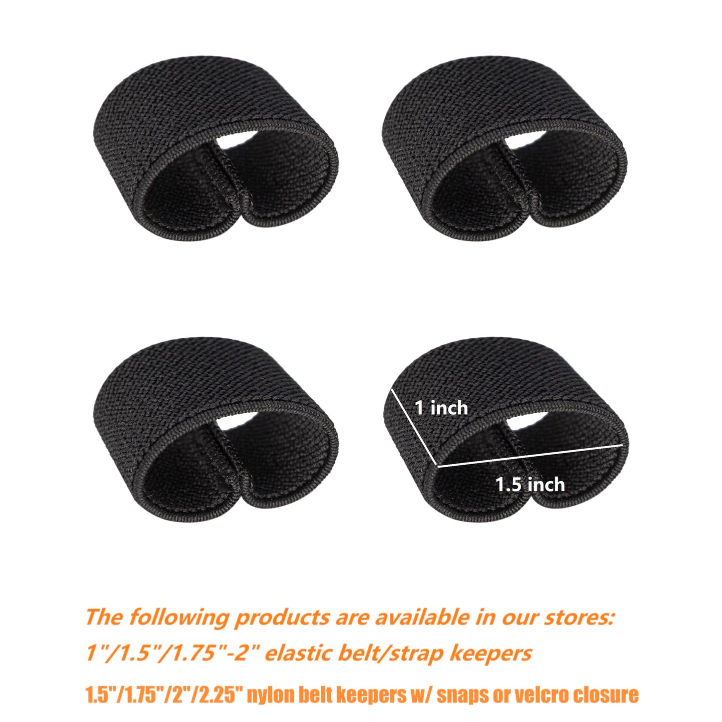TACNEX Elastic Belt Keeper Strap Keepers Organizers Web Belt Stays Loop Backpack Strap Holder Retainer Band for 1.75" -2" Wide Belts/Straps (BK, 4 pcs)
