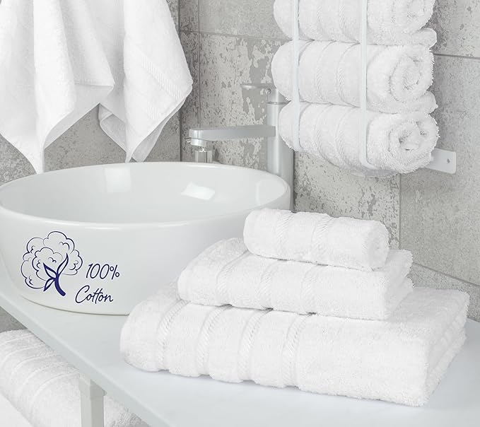 American Soft Linen Premium 3 Piece Towel Set, 1 Bath Towel 1 Hand Towel 1