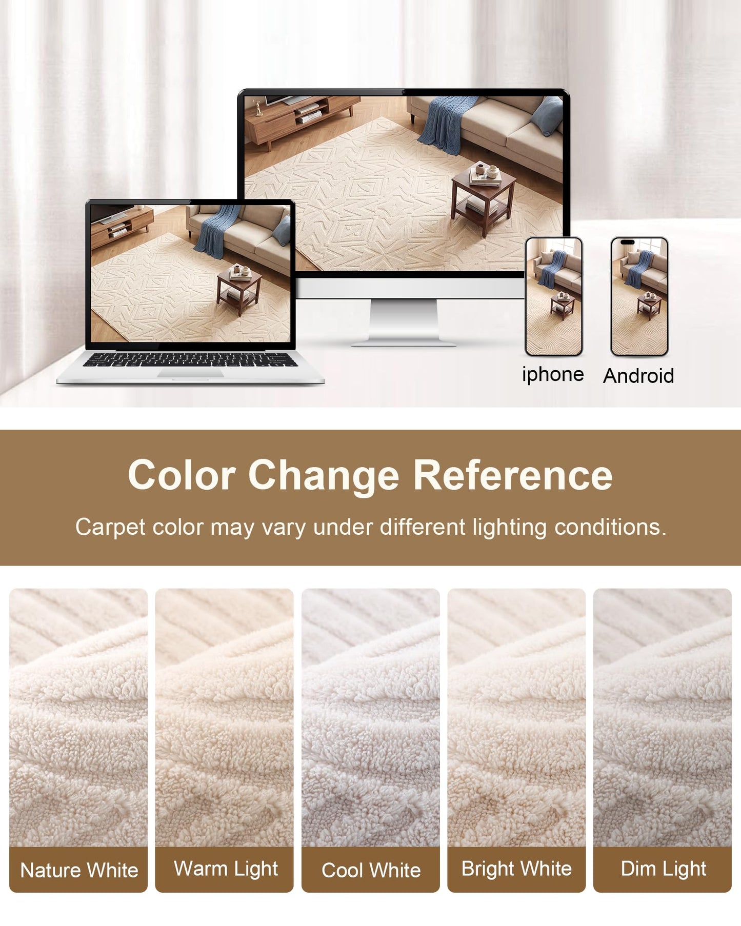 Carvapet 5x7 Area Rug - Beige Modern 3D High Low Pile Texture Floor Carpet, Washable Soft Plush Velvet Rug with Skid-Resistant Rubber Backing for Living Room Bedroom Nursery