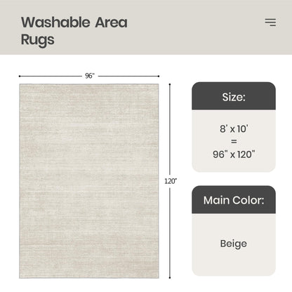 Valenrug Washable Rugs 8x10 - Stain Resistant 8x10 Area Rugs for Living Room, Non Slip Backing Printed Large Area Rugs for Bedroom, Folable Machine Washable Area Rug (8'x10', Beige)