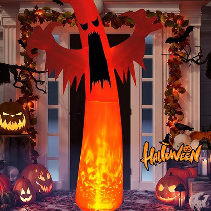 Halloween Inflatable Ghost Decoration, LED Color Changing Lights, Outdoor Yard Decor with Wings (12FT Giant White Ghost)