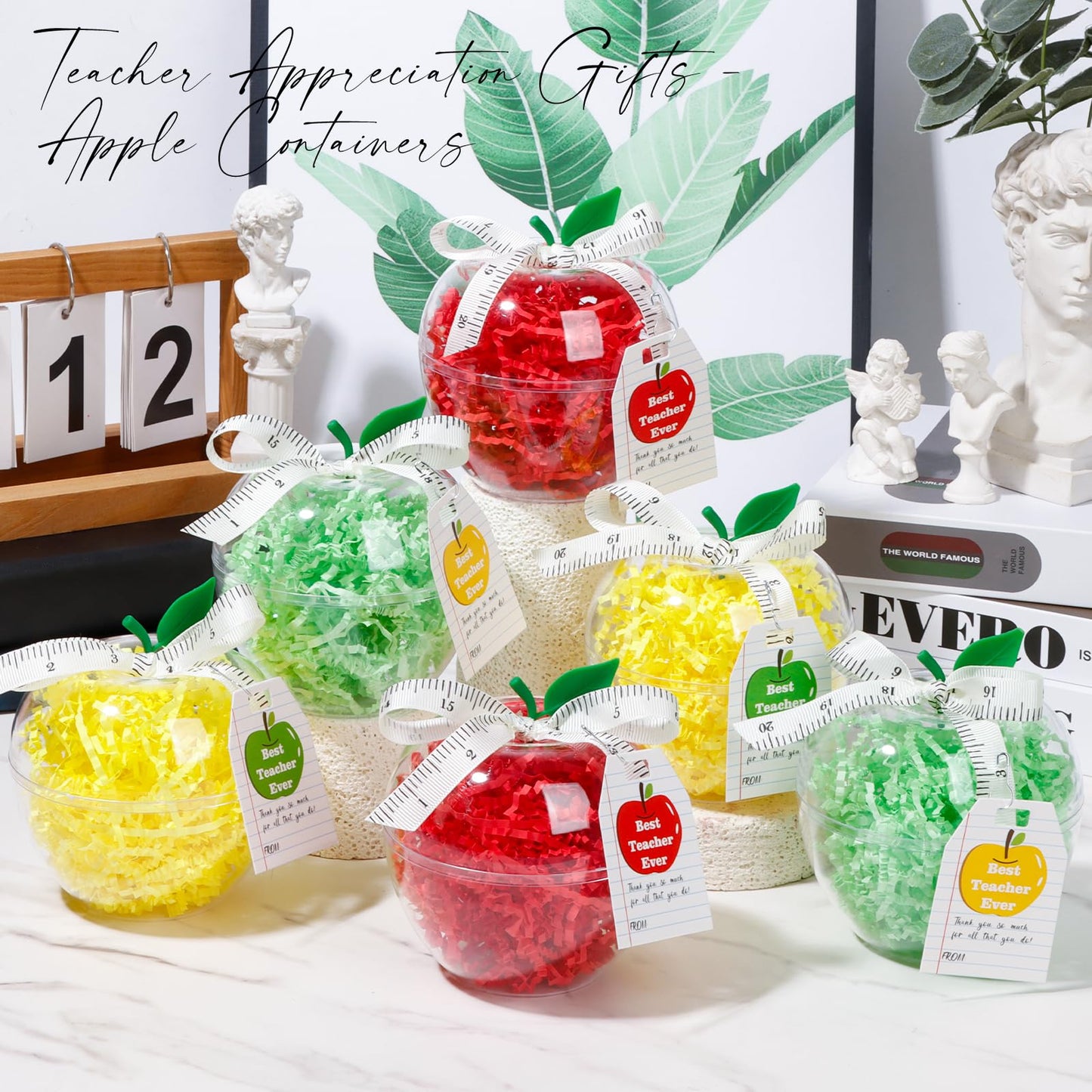 dZbGift Teacher gifts card holder-6pcs plastic apple containers,teacher graduation gifts,back to school,first day of school,teacher birthday gifts