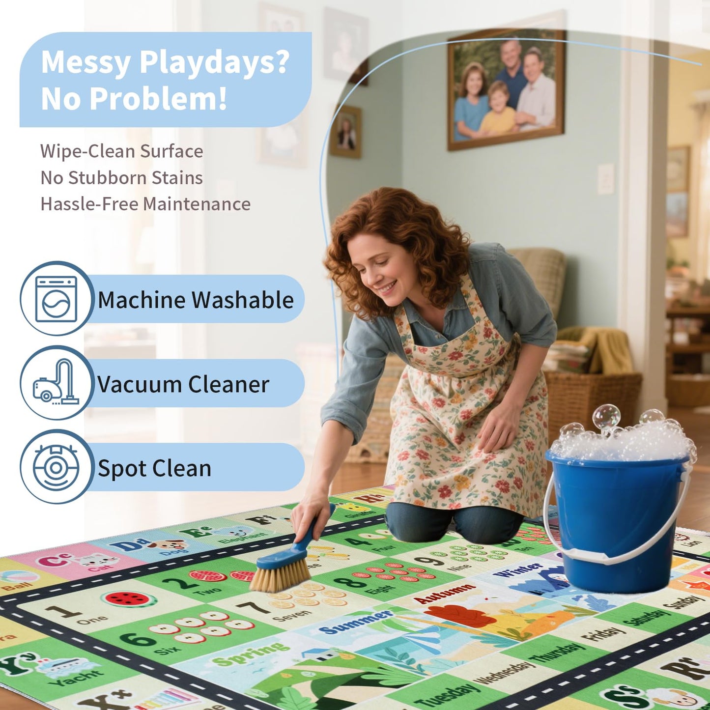 Kids ABC Rug for Playroom, Classroom Alphabet Area Carpet Playmat,Washable Toddler Mat for Baby Room,Play Room,Bedroom,Floor,Nursery (Green,3'x5')